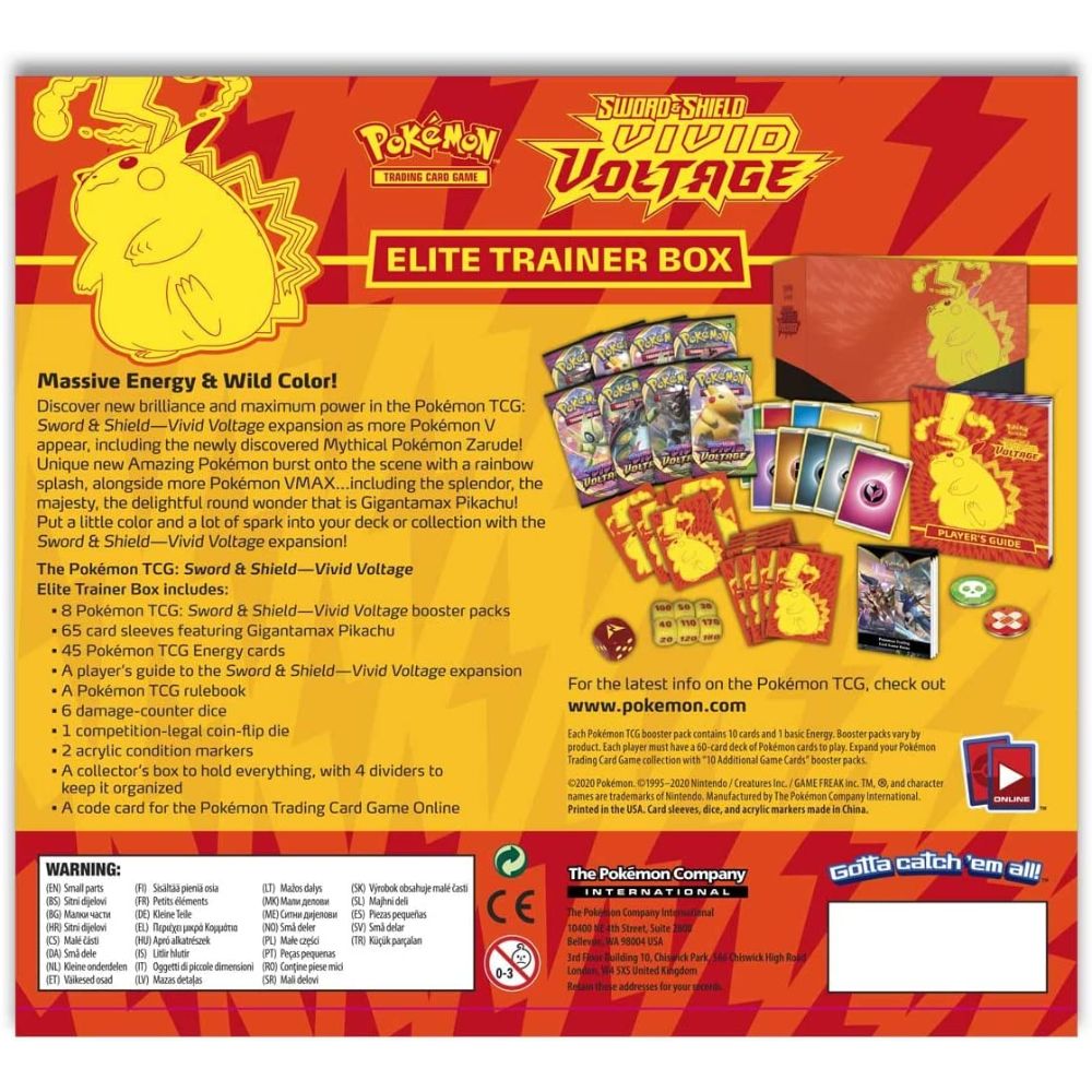 Pokemon TCG: Sword and Shield 4 Vivid Voltage Elite Pikachu Trainer Box