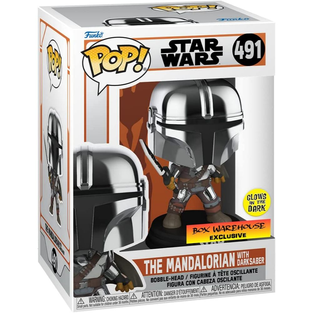 Funko POP! Star Wars Mandalorian with Darksaber (Chrome & Glow in The Dark)