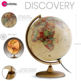 Tecnodidattica - Discovery Illuminated And Revolving Globe 12"/30cm Diameter Antique Style