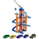 Majorette Motor Lift Center + 5 Cars, Multicolored