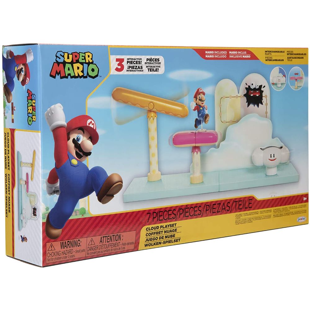 Super Mario Cloud World Diorama Set with 2.5" Running Mario Action Figure