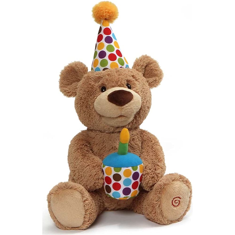 Gund Happy Birthday Animated Bear Singing Light Up Plush Stuffed Animal, 10"