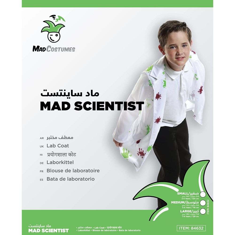 Mad Costumes Mad Scientist Coat for Kids Medium