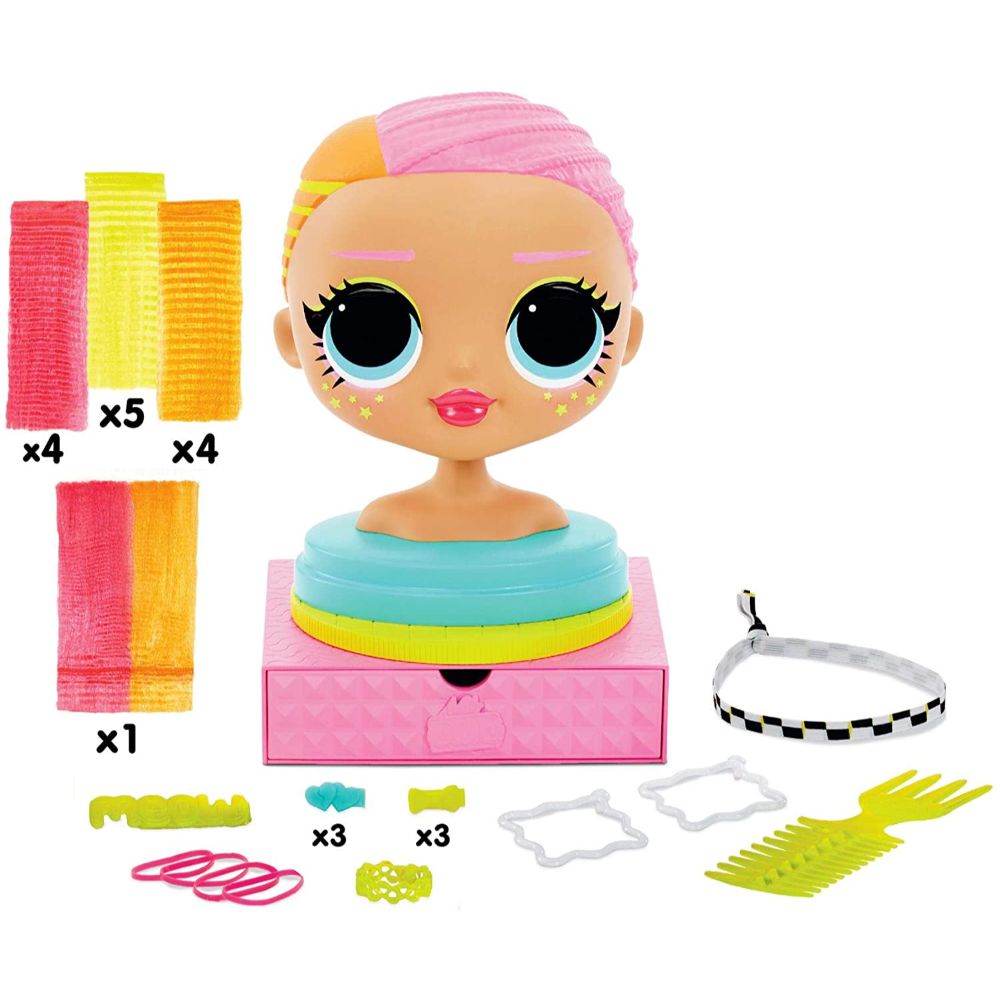 LOL Surprise! O.M.G. Styling Head Neonlicious with Stick-On Hair for Endless Styles