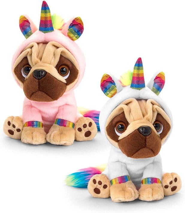 Keel Toys 20cm Pugsley Rainbow Unicorn 2 Asstd