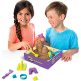 Kinetic Sand, Beach Day Fun Playset with Castle Molds, Tools and 12 oz