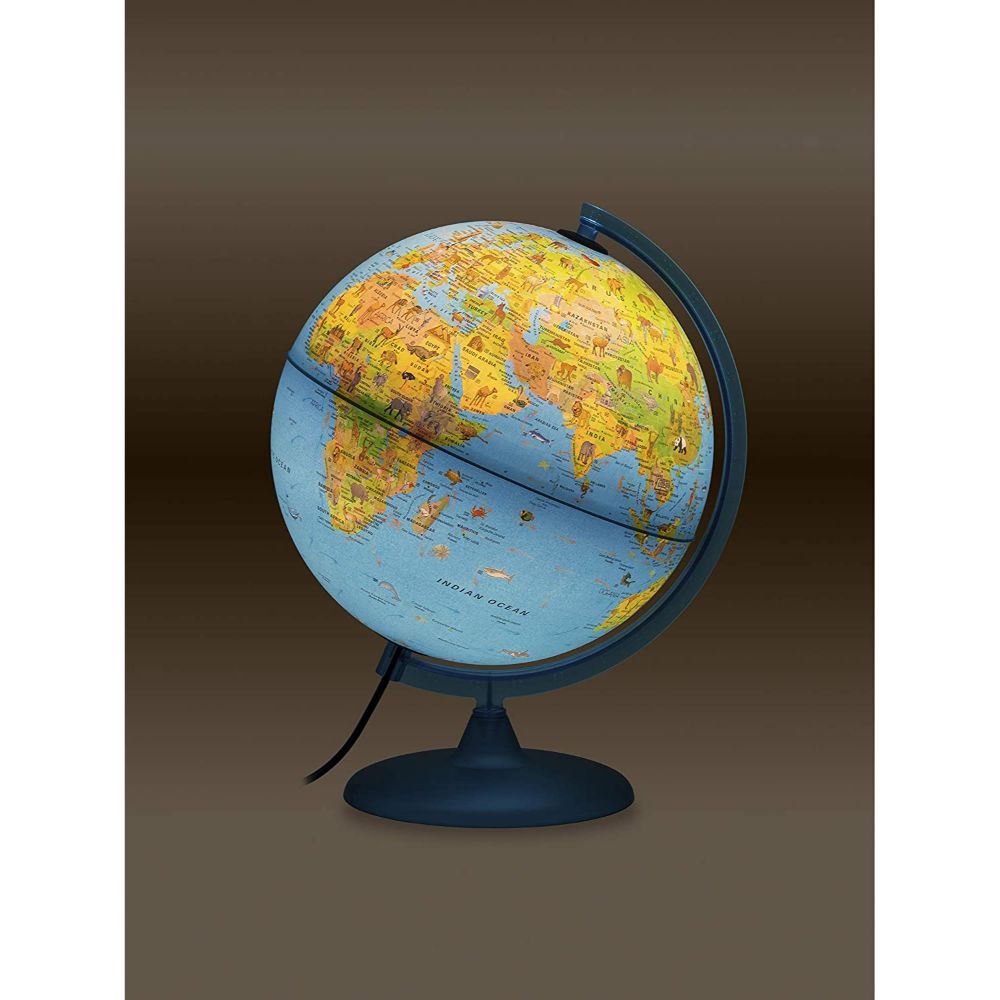 Tecnodidattica - Safari Illuminated And Revolving Globe 12"/30cm Diameter, Blue
