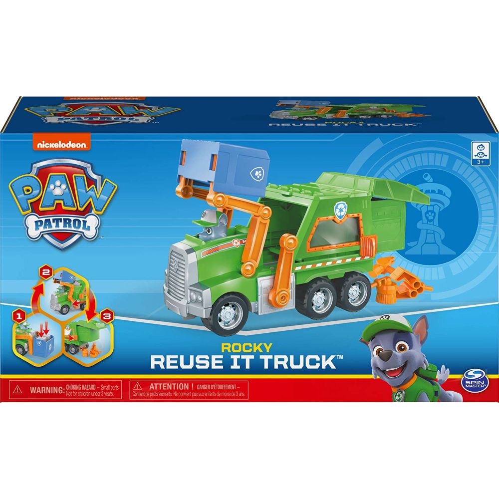 Paw Patrol, Rocky’s Reuse It Deluxe Truck with Collectible Figure and 3 Tools