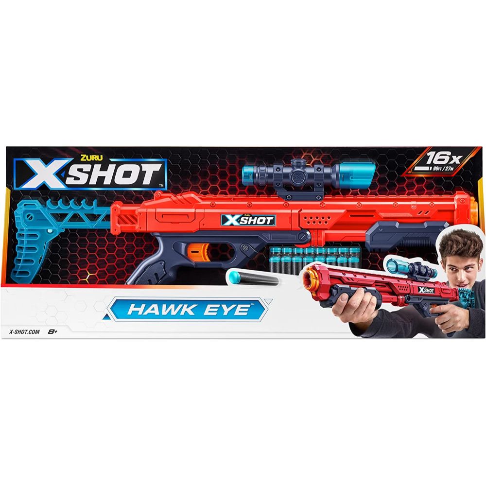 X-Shot - Excel Hawk Eye Foam Dart Blaster Red (16 Darts)