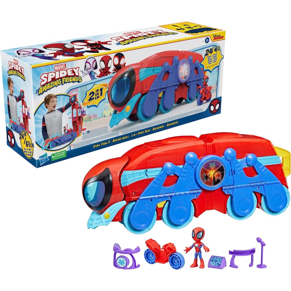 Marvel - Spidey and His Amazing Friends Spider Crawl-R 2-in-1 Headquarters Playset