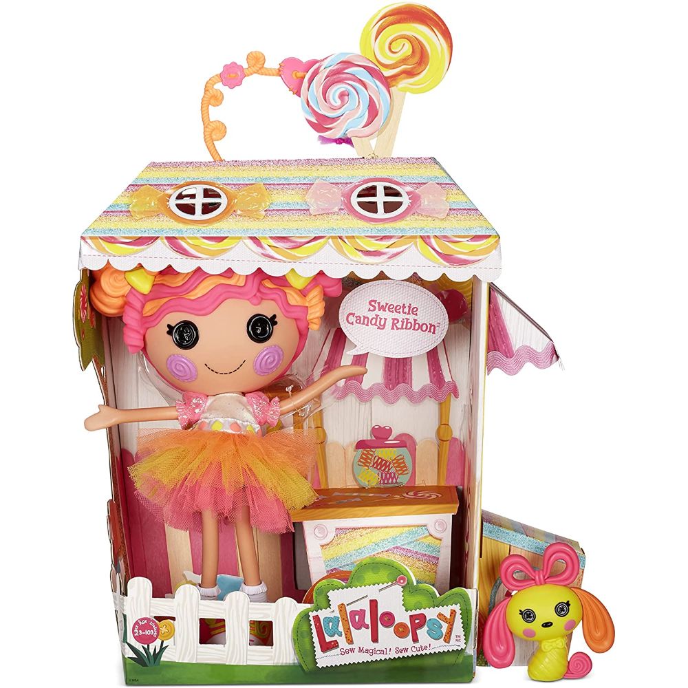 Lalaloopsy Doll- Sweetie Candy Ribbon & Pet Puppy, 13" Taffy Candy