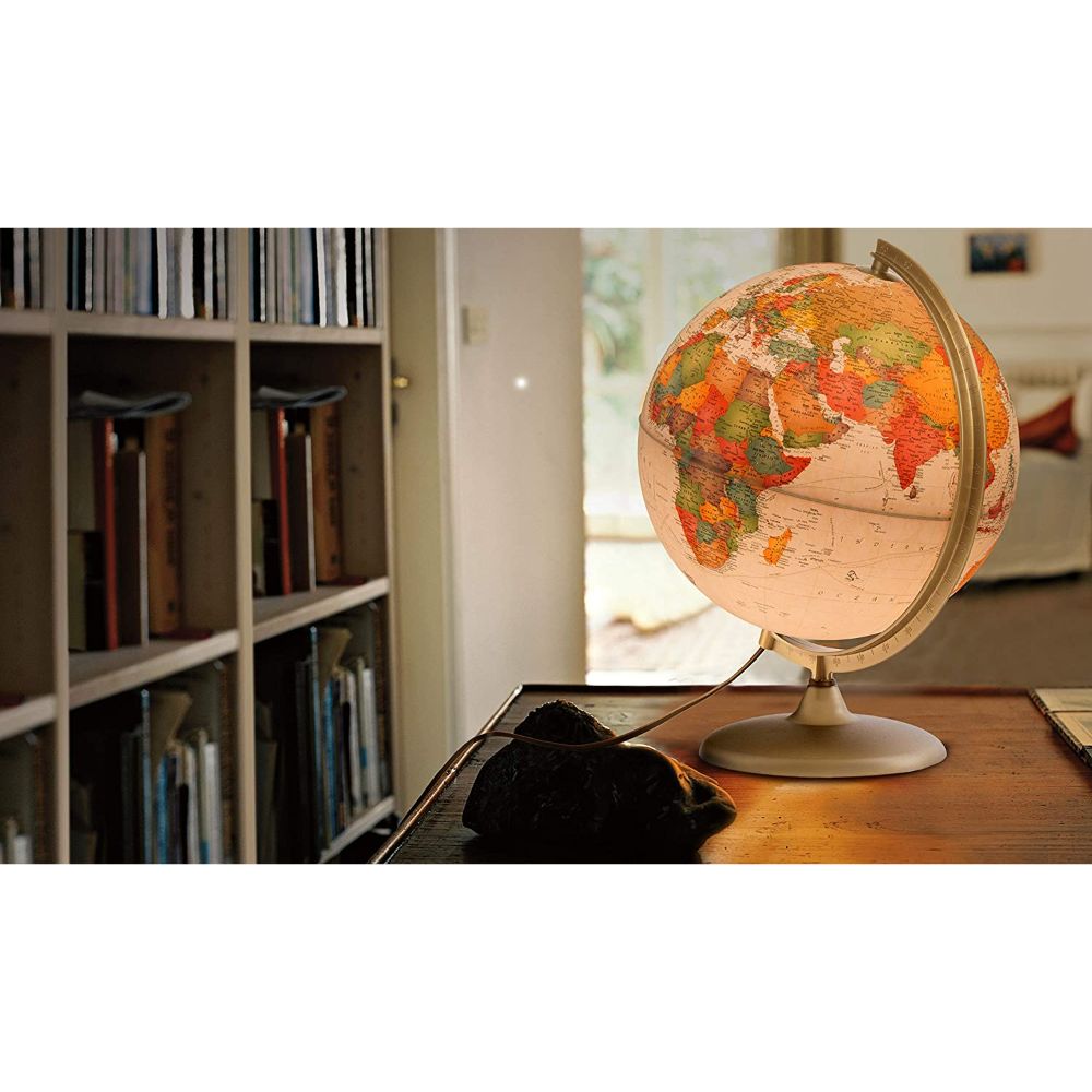 Tecnodidattica - Discovery Illuminated And Revolving Globe 12"/30cm Diameter Antique Style