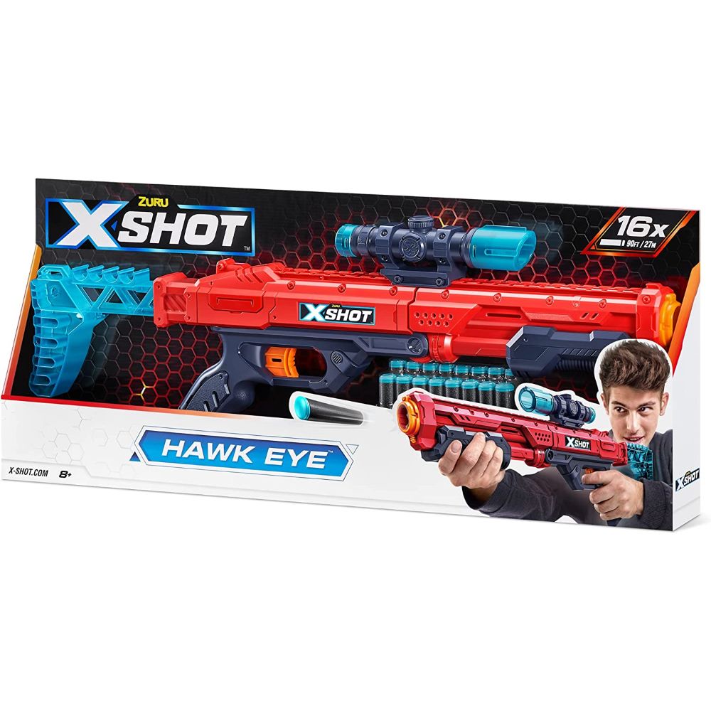 X-Shot - Excel Hawk Eye Foam Dart Blaster Red (16 Darts) X-Shot - Excel Hawk Eye Foam Dart Blaster Red (16 Darts)