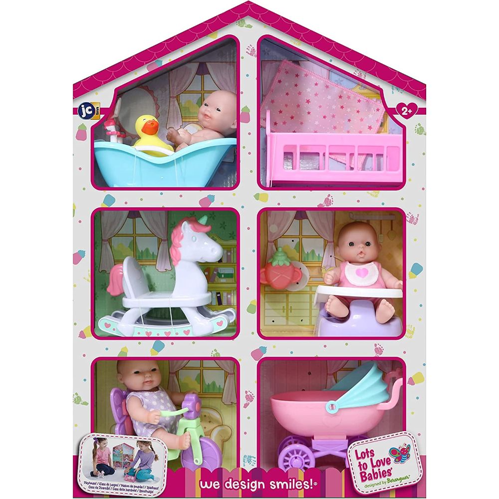 JC Toys - Lots To Love Playhouse with Mini Dolls & Accesories