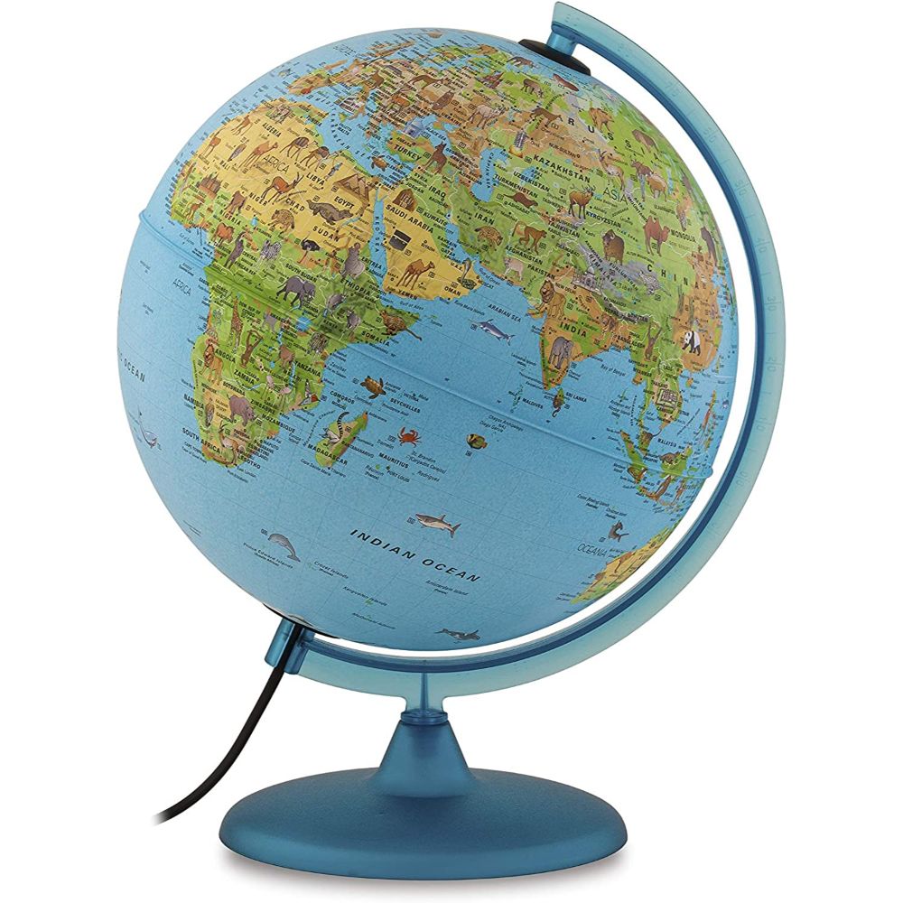 Tecnodidattica - Safari Illuminated And Revolving Globe 12"/30cm Diameter, Blue