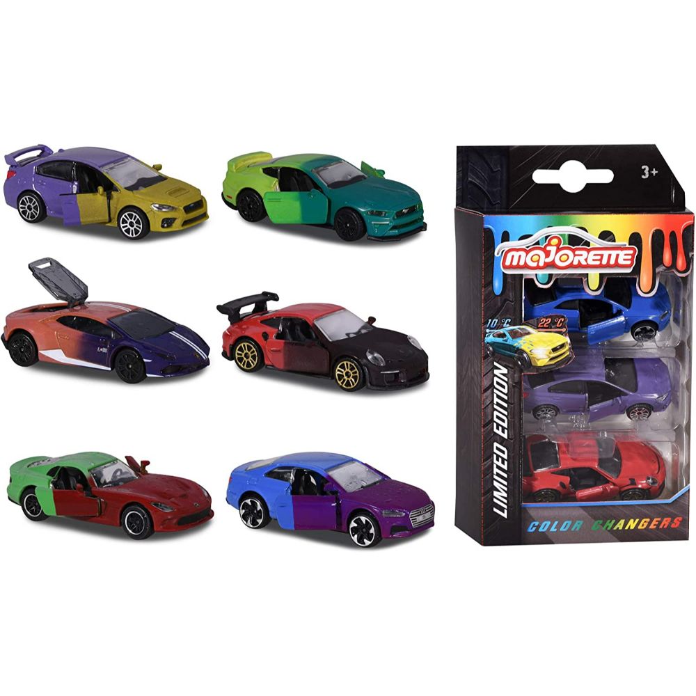 Majorette Limited Ed. 6 Color Change Cars Set 3 Assorted