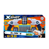 X Shot - Double MK 3 Foam Dart Blaster Combo Pack -16 Darts 3 Cans