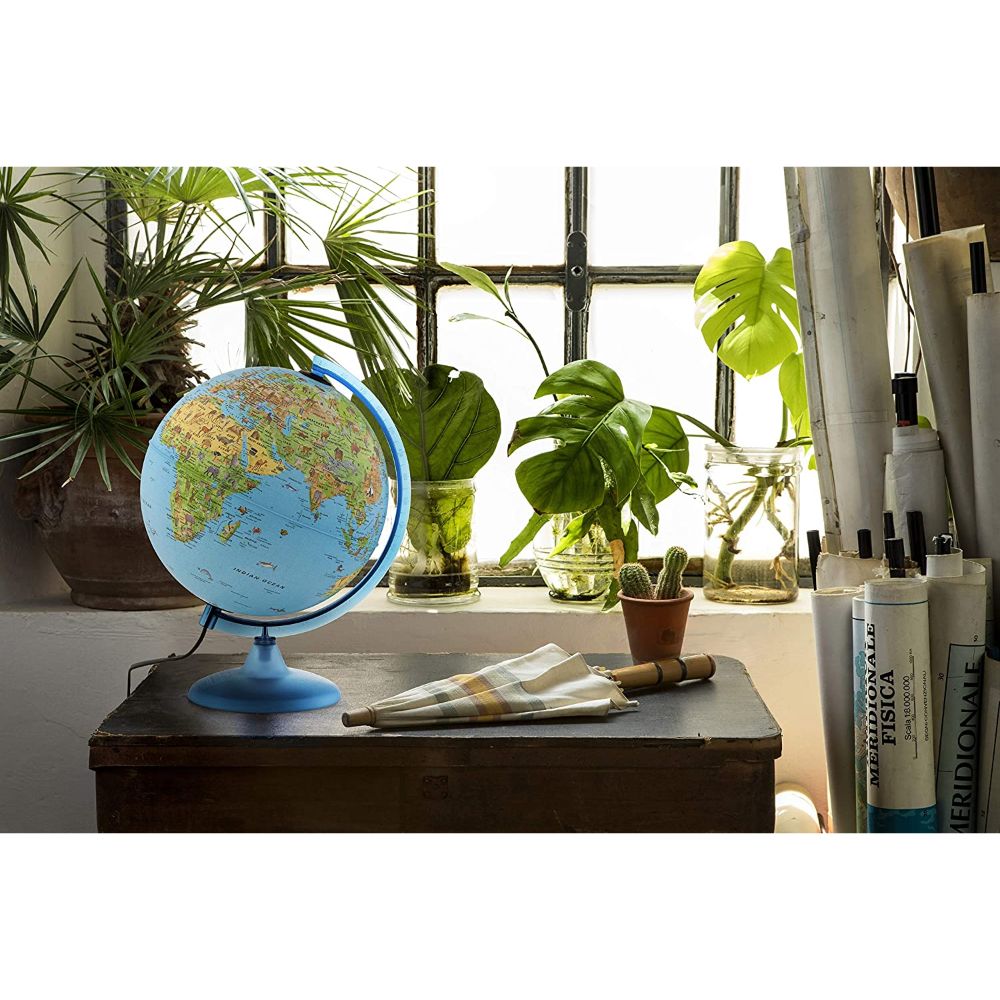 Tecnodidattica - Safari Illuminated And Revolving Globe 12"/30cm Diameter, Blue