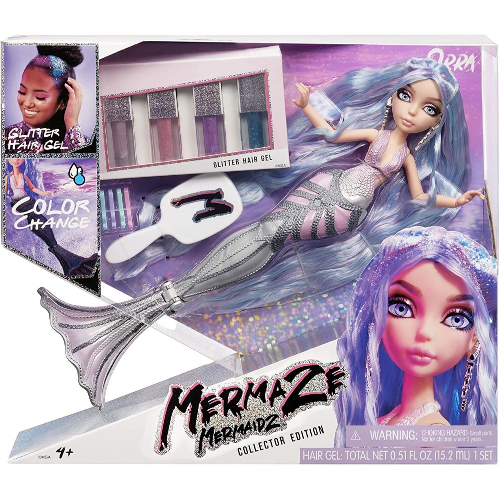 Mermaze Mermaidz Deluxe Color Change Orra doll with Glitter Hair Gel