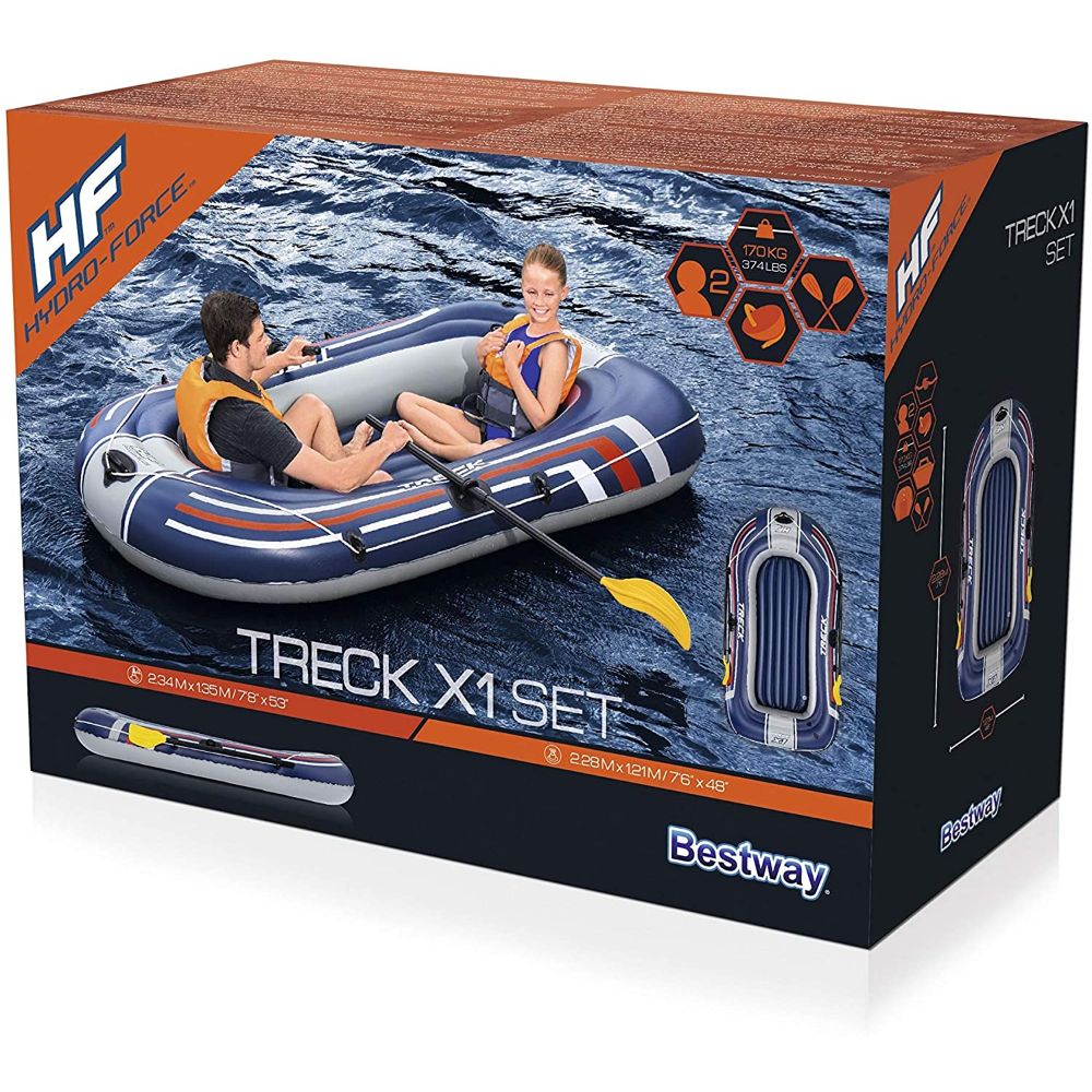 Bestway 7'6" x 48" / 2.28m x 1.21m Treck X1 Set Boats, Blue