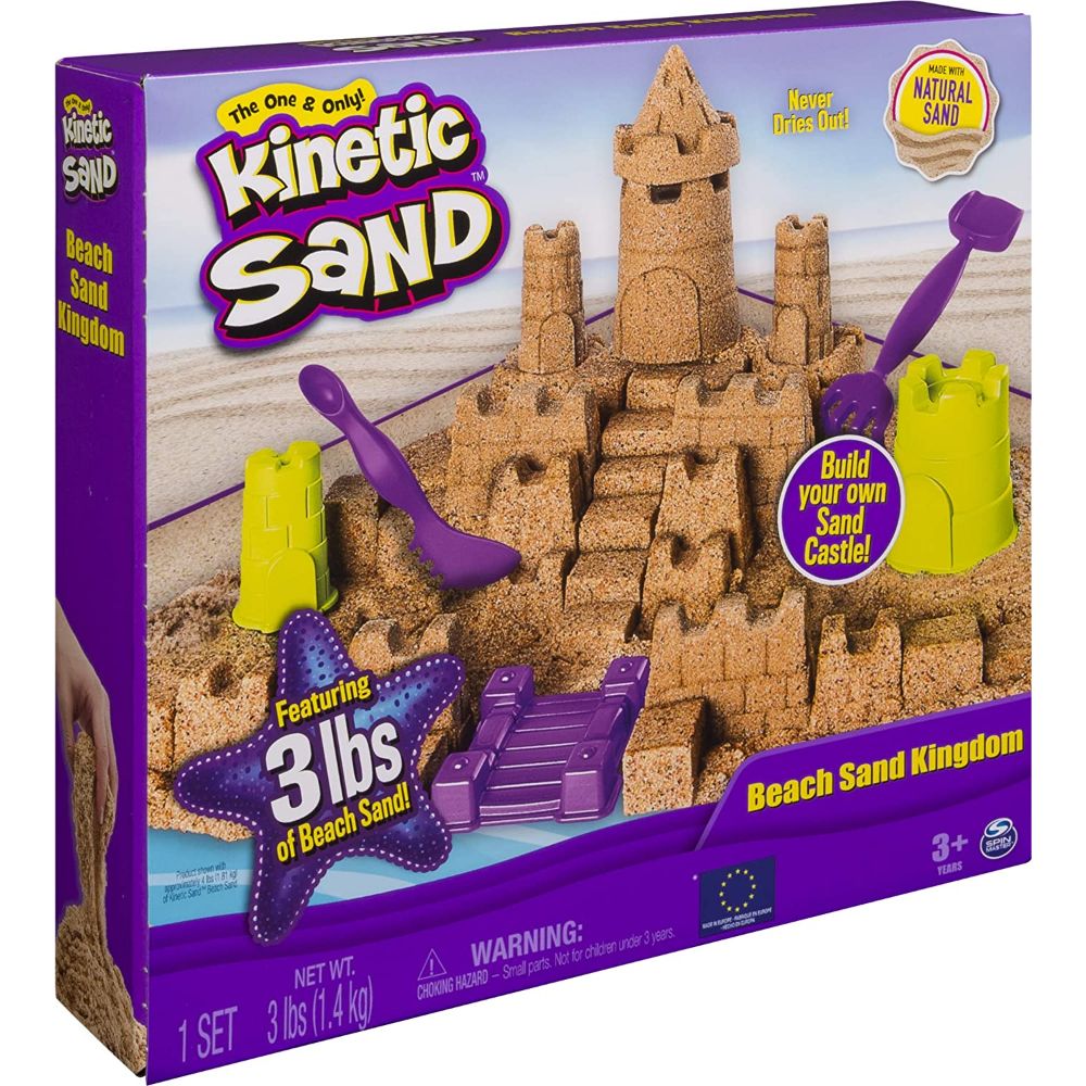 Kinetic Sand Beach Sand Kingdom Playset with 3lbs of Beach Sand