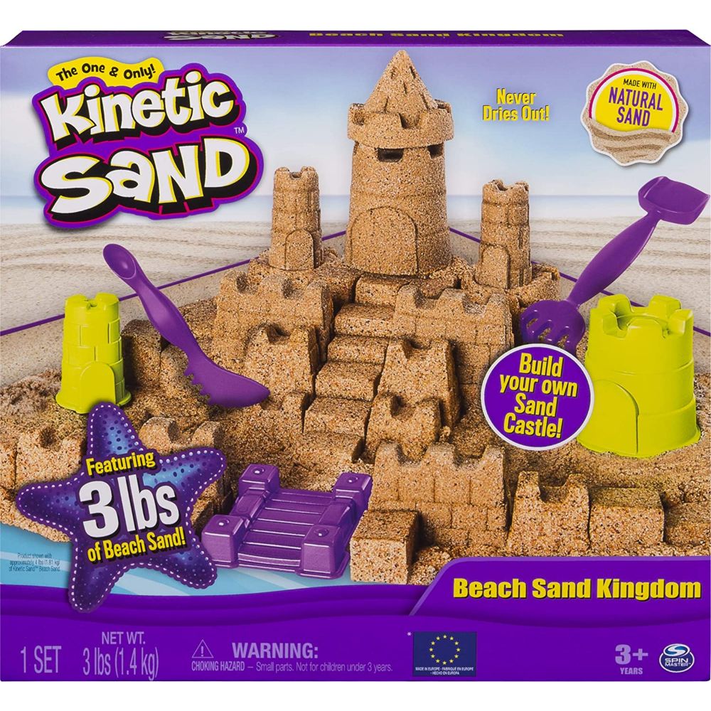 Kinetic Sand Beach Sand Kingdom Playset with 3lbs of Beach Sand