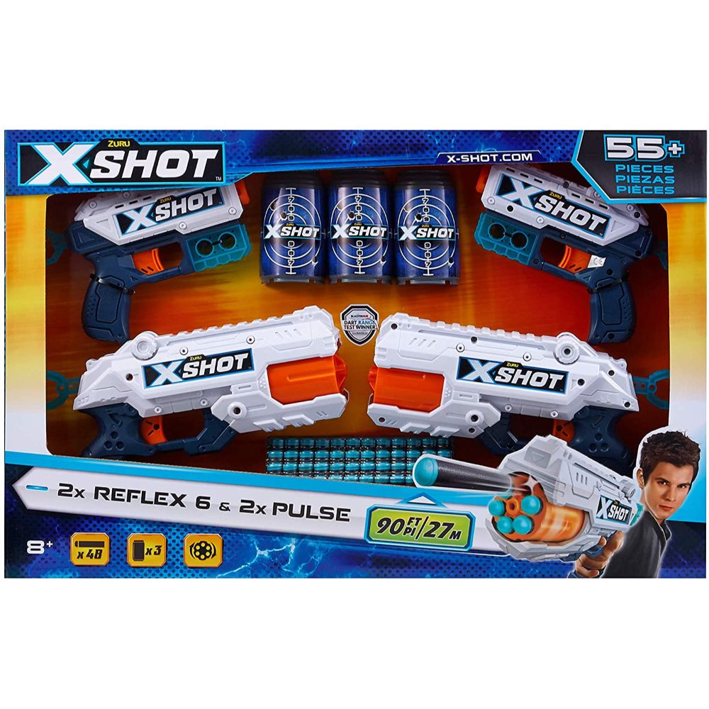 X-SHOT EXCEL Double Kickback Double Reflex 6 Foam Dart Blaster