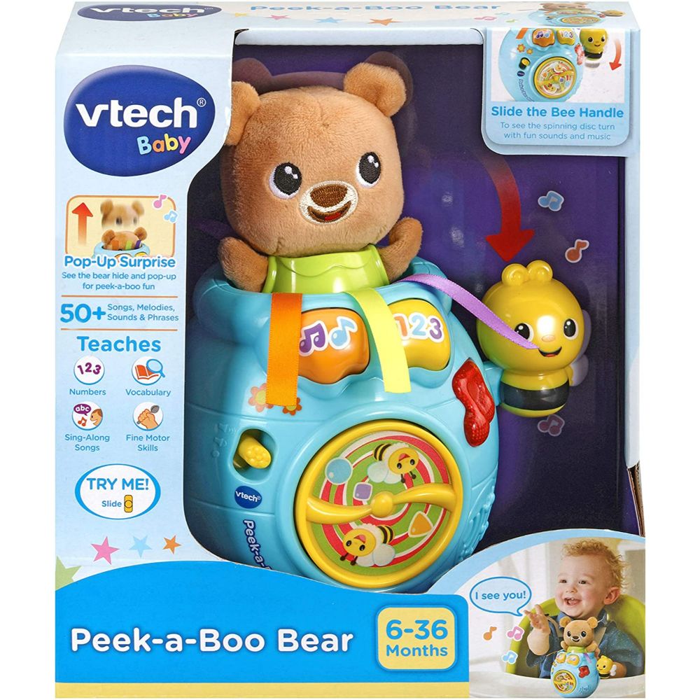 VTech Baby Peek-a-Boo Bear, Baby Interactive Cuddly Toy for Sensory Play
