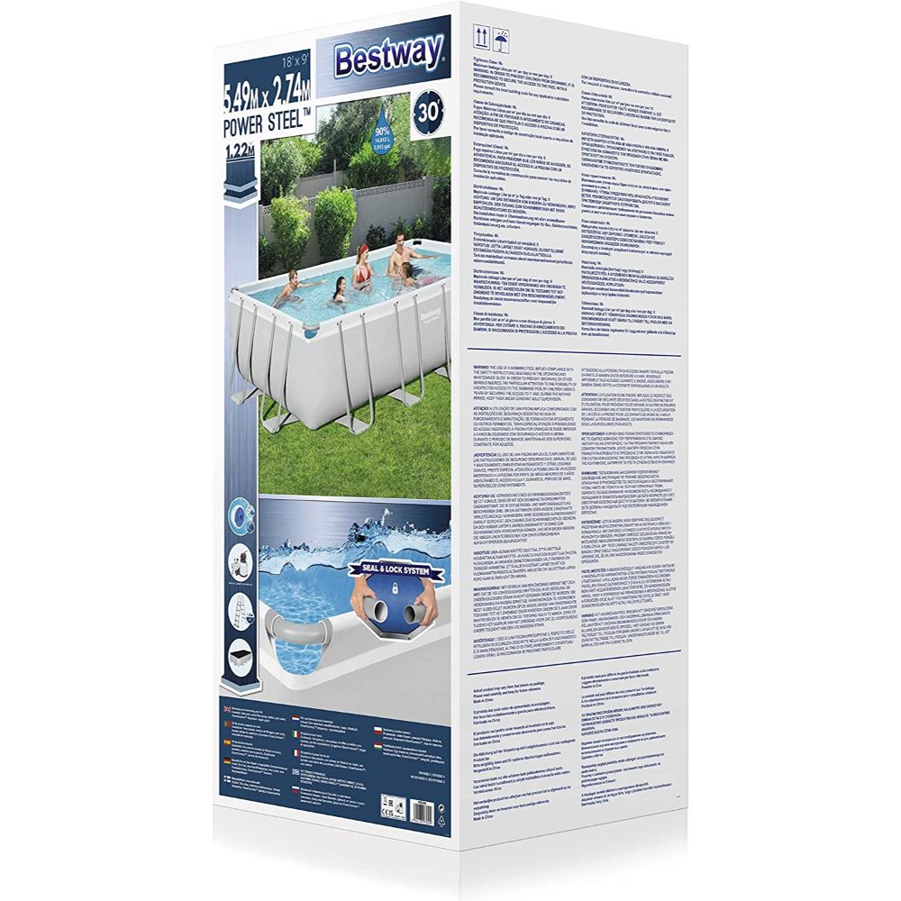 Bestway Power Steel Rectangular Pool Set 5.49m x 2.74m x 1.22m (18′ x 9′ x 48″)