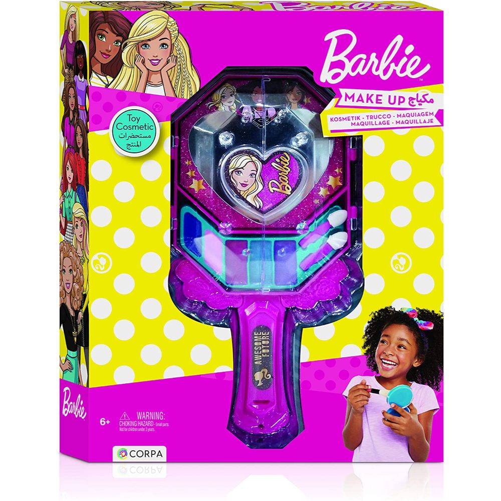 Barbie Hand Mirror with Cosmetics In A Box, Multi-Colour