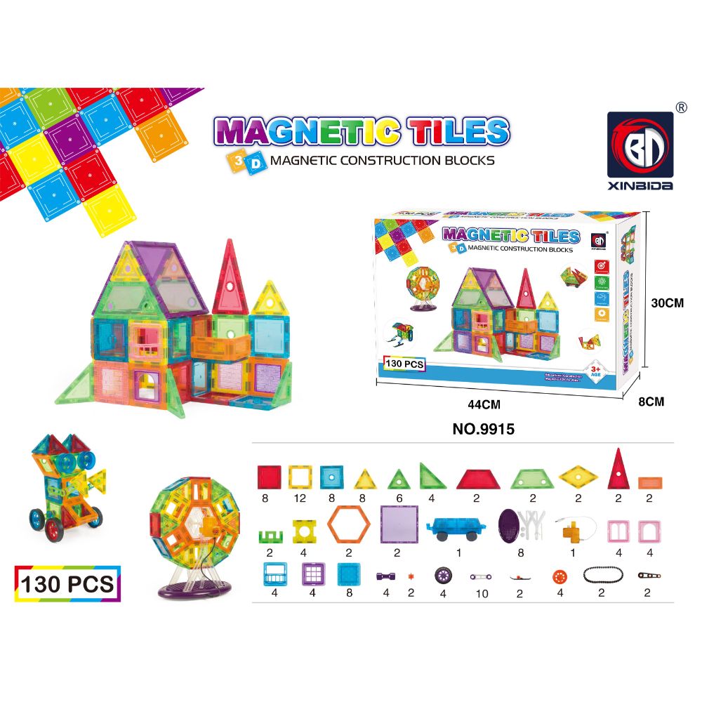 Xinbida Magnetic Blocks/Tiles 130 pcs