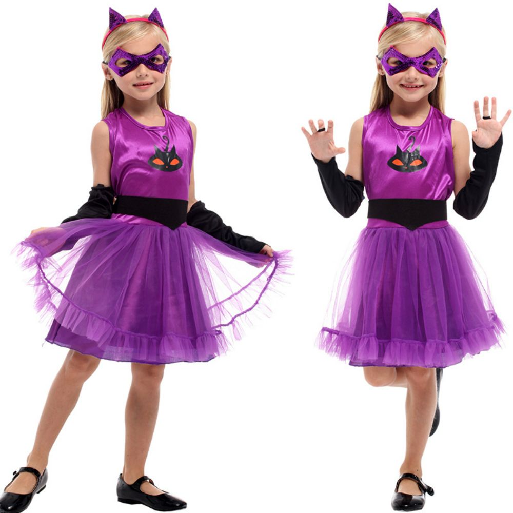 Kids Land Purple Cat Dress Medium