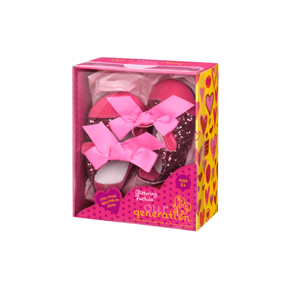 Our Generation: Glittering Fuchsia Shoes with Bow