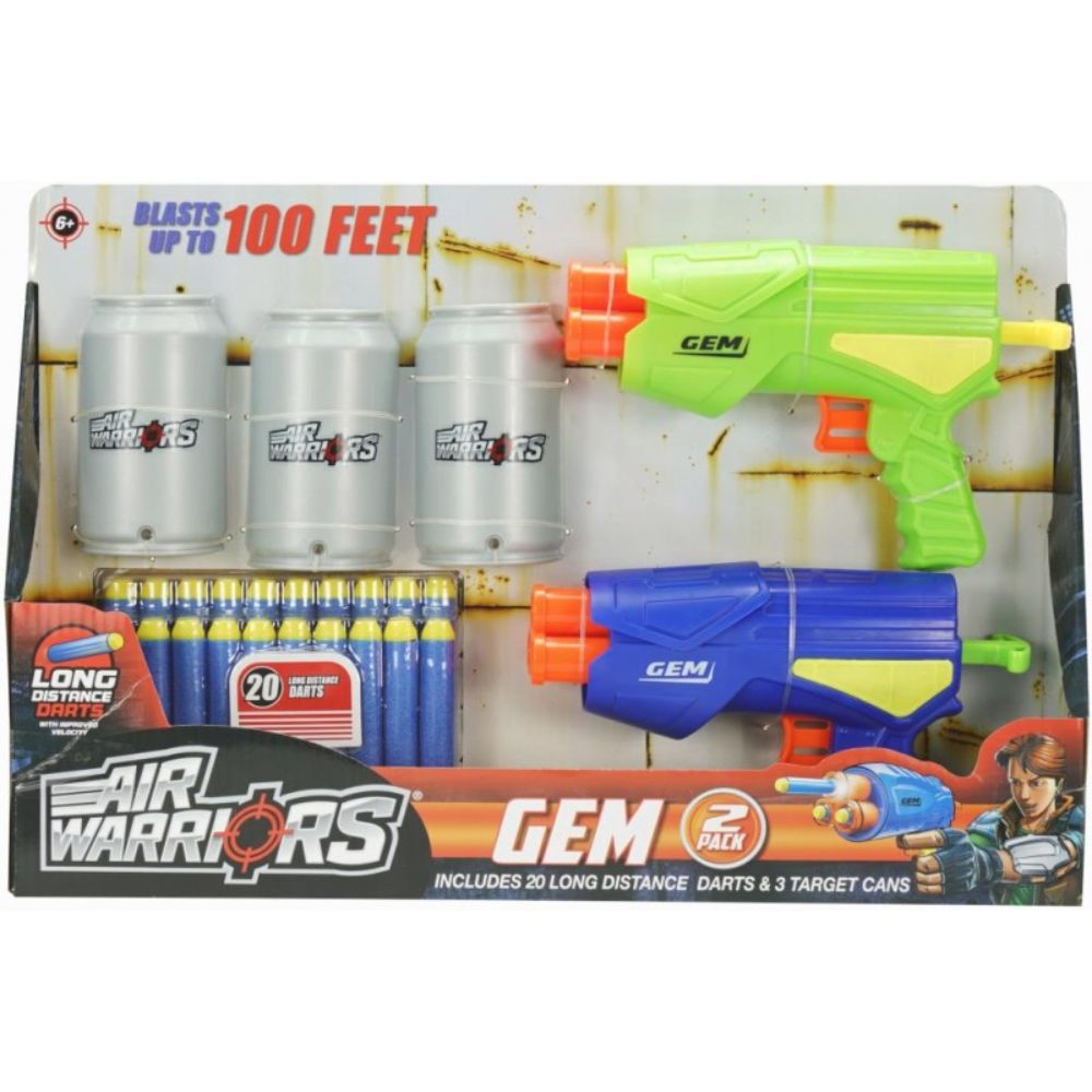 Buzz Bee Toys Air Warriors Gem 2 Pack With 3 Cans