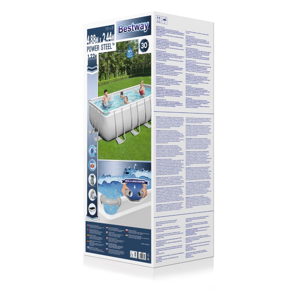 Bestway - Power Steel Rectangular Pool Set 4.88m x 2.44m x 1.22m Bestway - Power Steel Rectangular Pool Set 4.88m x 2.44m x 1.22m