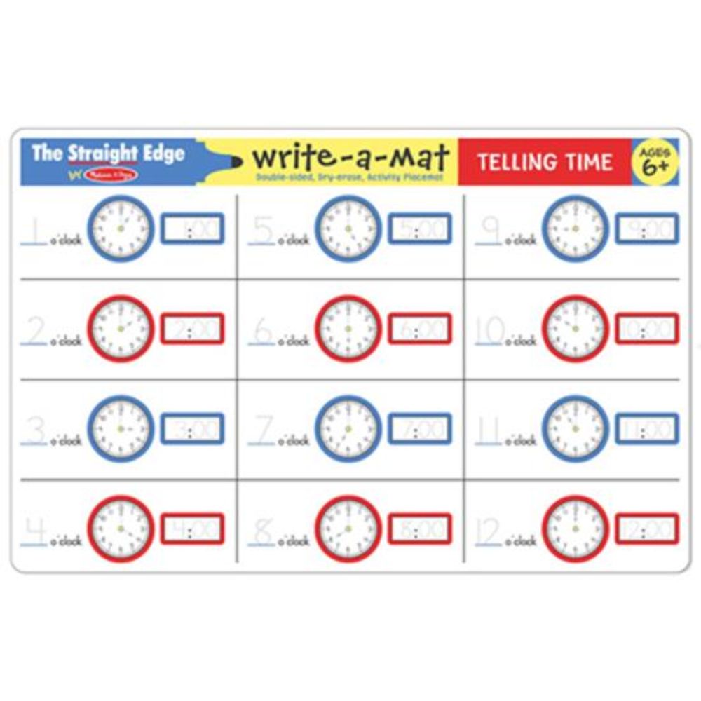 Melissa & Doug Telling Time Write-A-Mat  Image#1