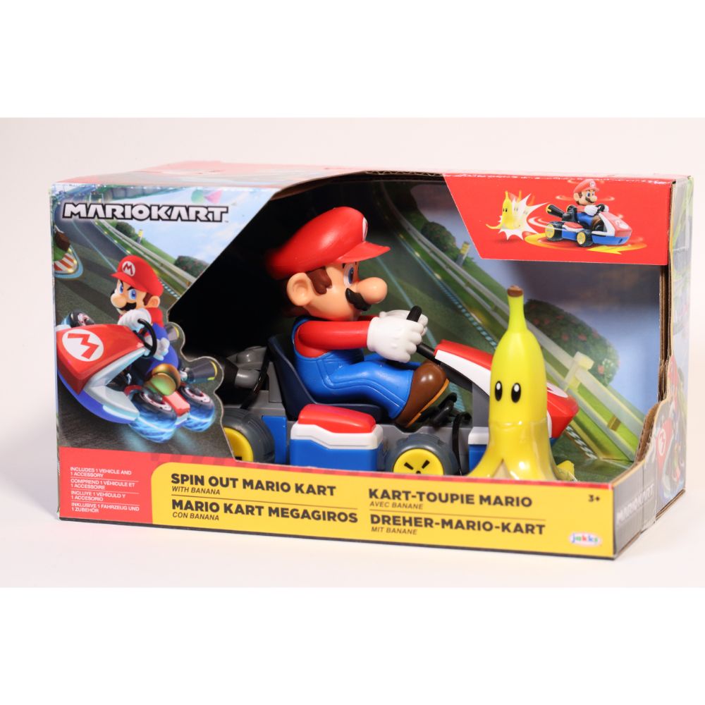 Super Mario Spin Out 2.5" Mariokart - Luigi Racer Vehicle