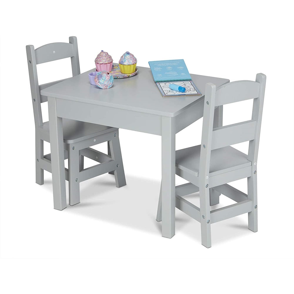 Melissa & Doug Wooden Table & Chairs- Gray  Image#4