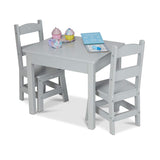 Melissa & Doug Wooden Table & Chairs- Gray  Image#4