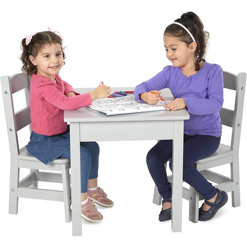 Melissa & Doug Wooden Table & Chairs- Gray  Image#1