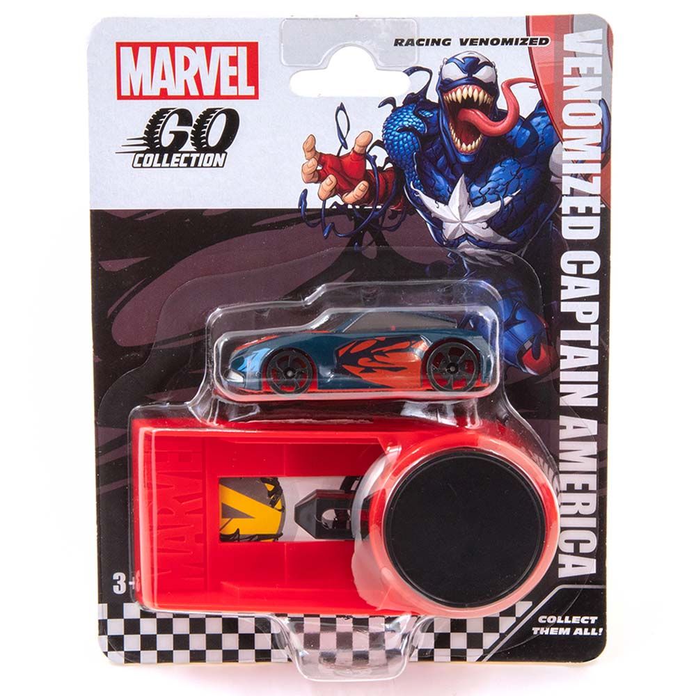 Marvel Go Racing Venomized Capt. America Launcher Set Die-Cast Car 3 inch