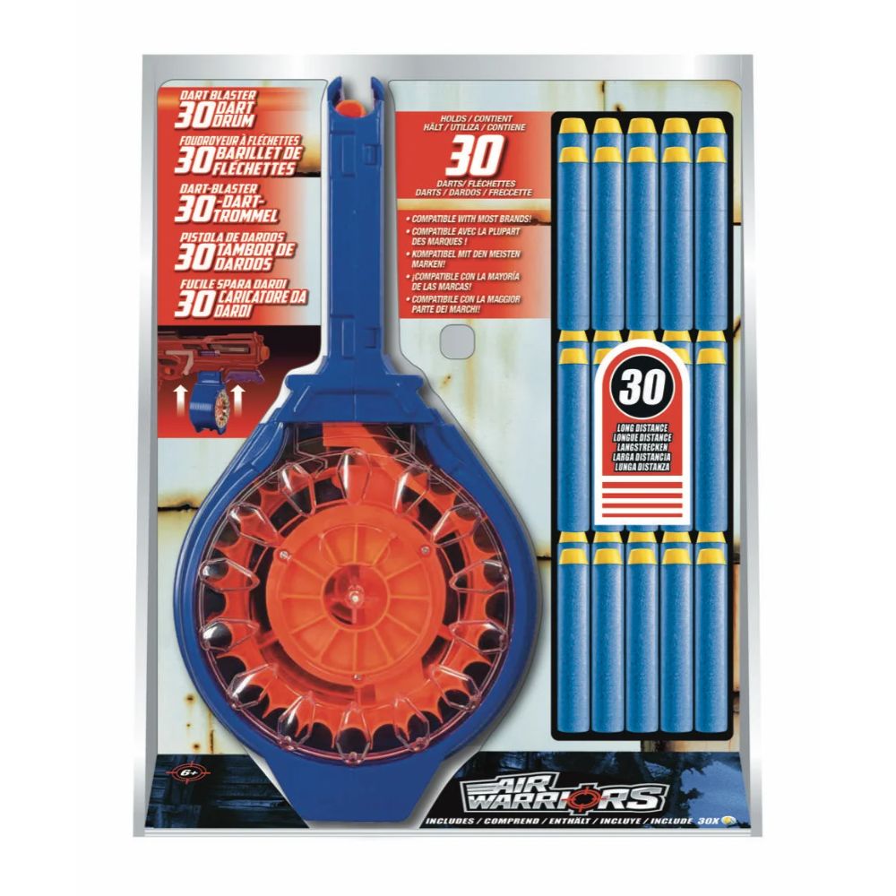 Air Warriors Drum Clip With 30 Long Distance Darts