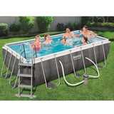 Bestway Power Steel Rectangular Steel Frame Pool Set Gray