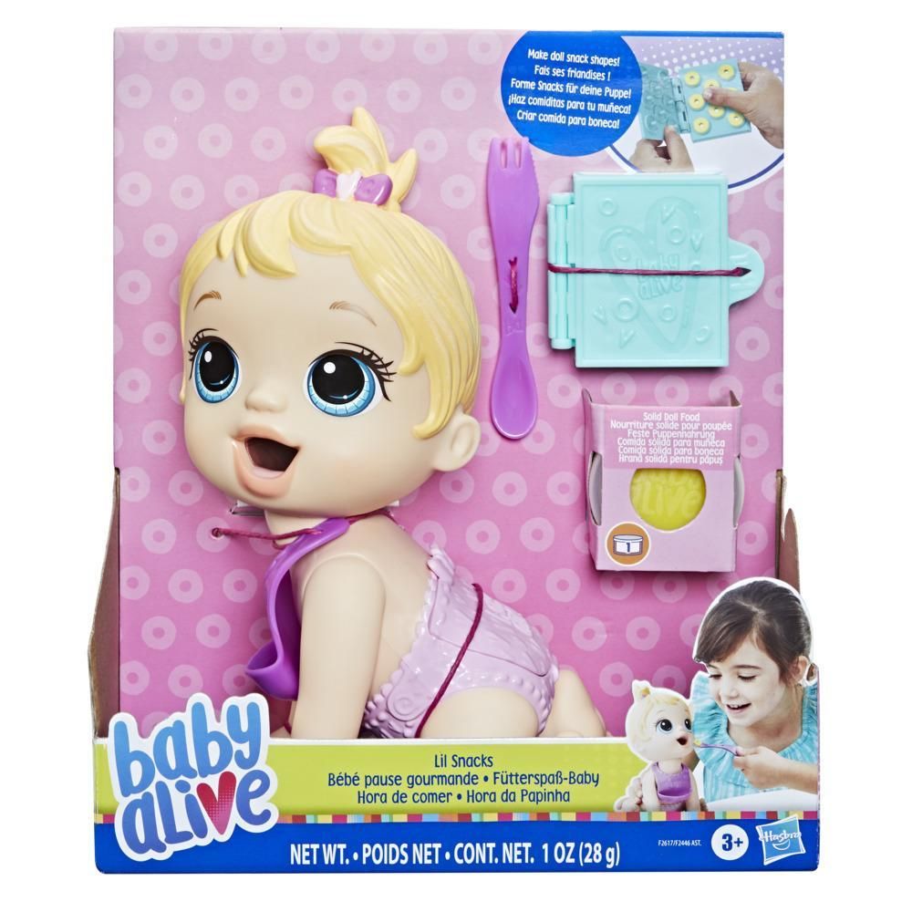 Baby Alive Lil Snacks Doll, Eats and "Poops," 8-inch Baby Doll with Snack Mold