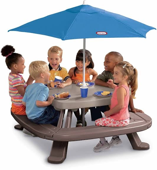 Little Tikes-Fold n Store Picnic Table with Market Umbrella  Image#1