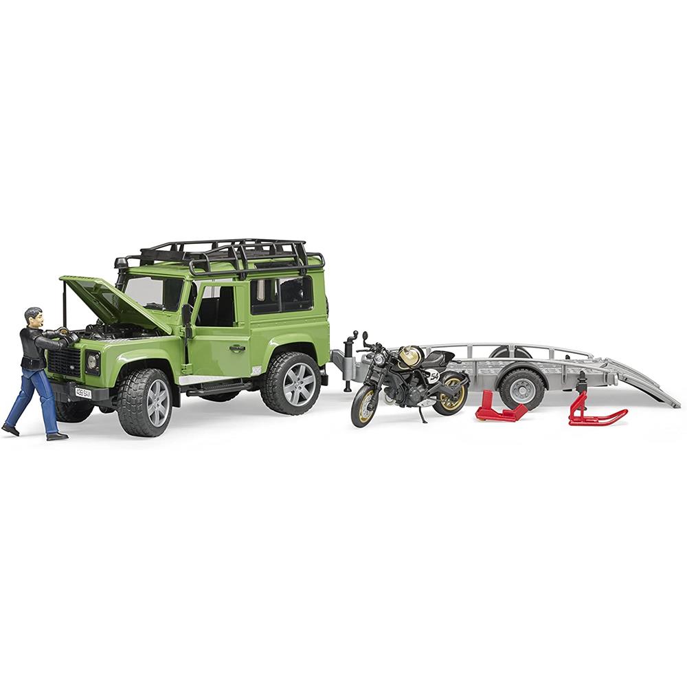 Bruder - Land Rover Station Wagon with Trailer & Scrambler Ducati Cafe  Image#3