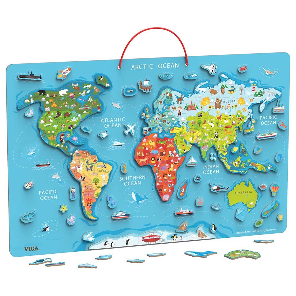 Viga Magnetic World Puzzle + Dry Erase Board