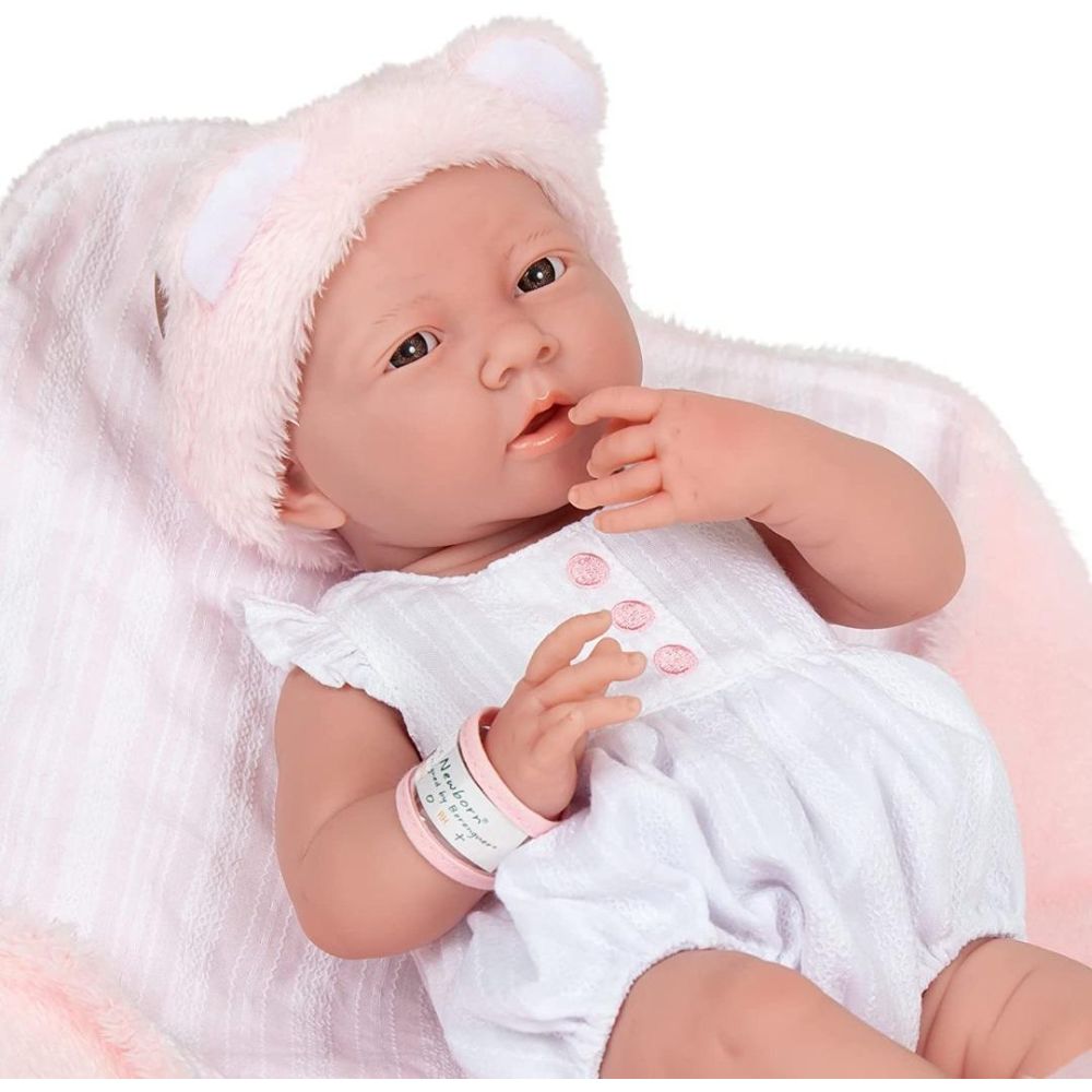JC Toys La New Born Baby Doll in White Outfit and Accessories