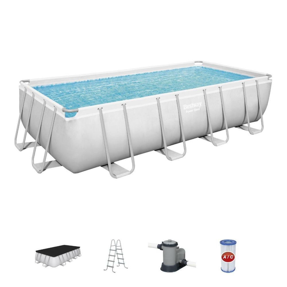 Bestway - Power Steel Rectangular Pool Set 4.88m x 2.44m x 1.22m Bestway - Power Steel Rectangular Pool Set 4.88m x 2.44m x 1.22m