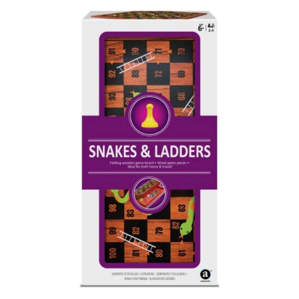 Ambassador Folding Wood Snakes & Ladders Set
